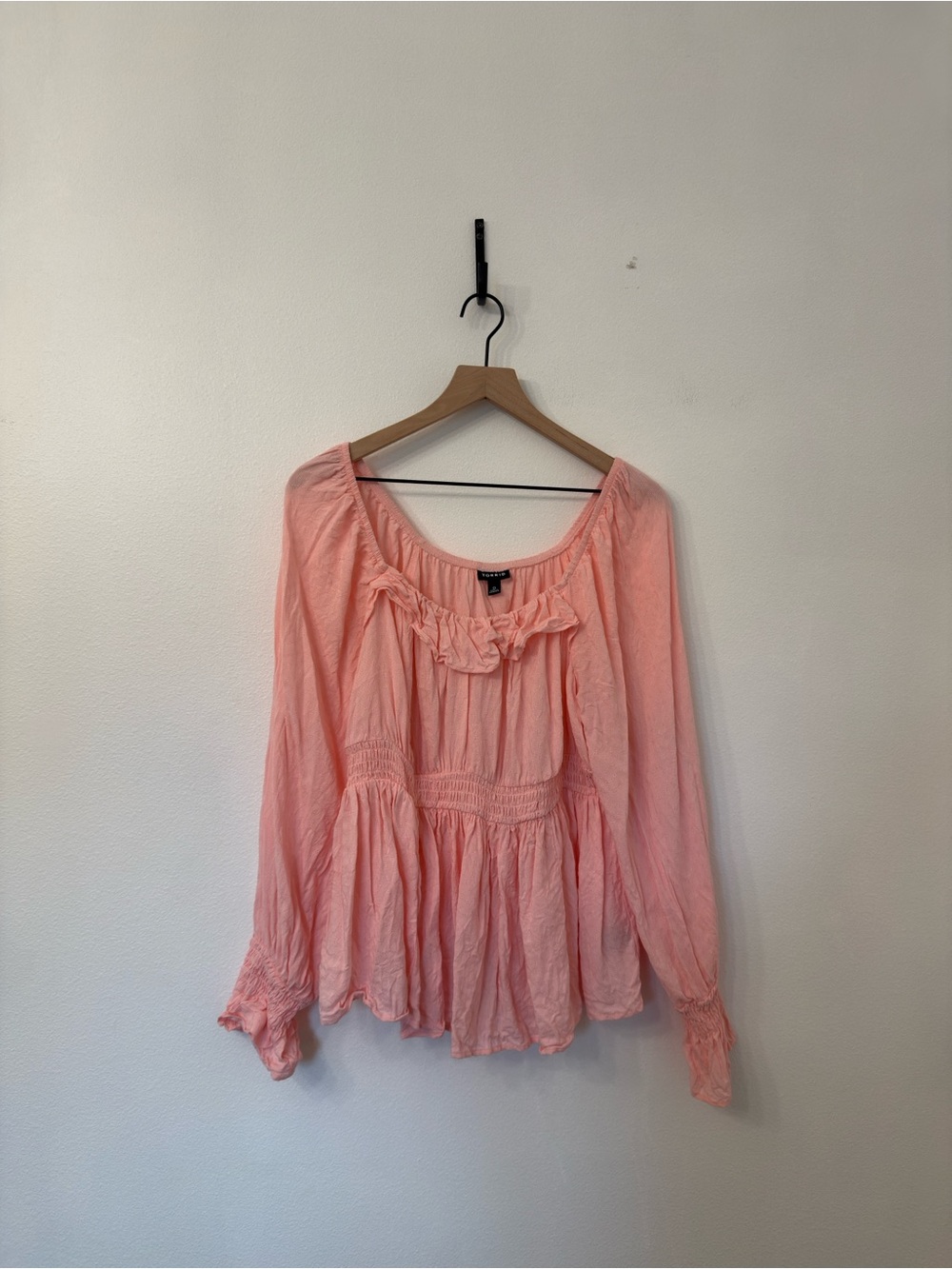 torrid Light Pink Ruffle Peasant Blouse